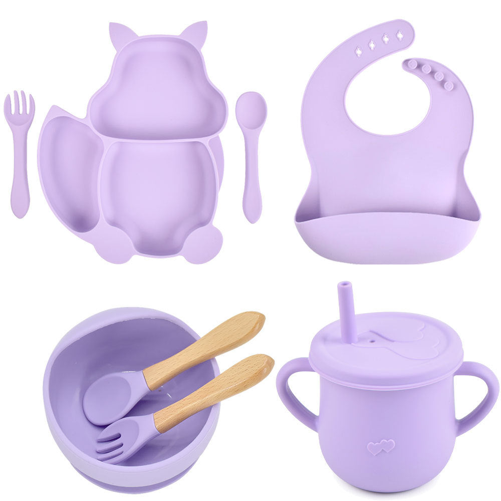 Silicone Children's Tableware Baby Feeding Complementary Food Training Set