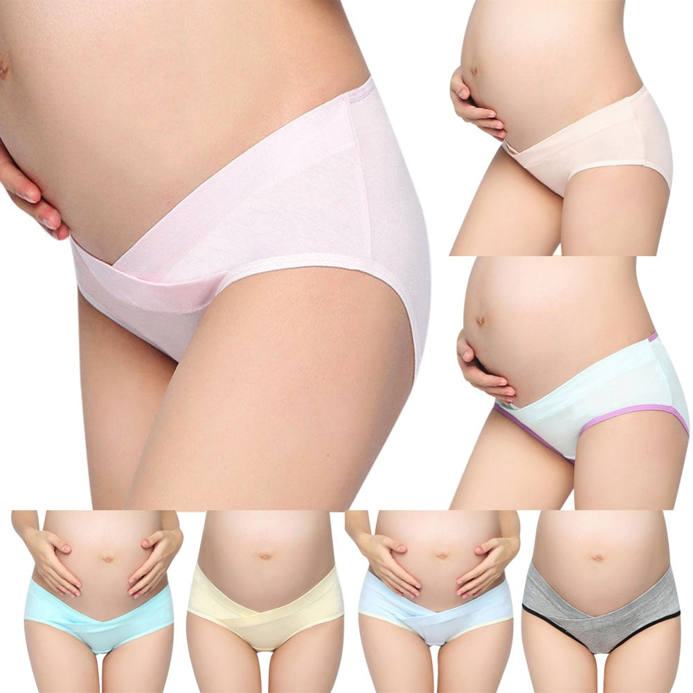 Soft Cotton Belly Support Panties for Pregnant Women Maternity Underwear Breathable V-Shaped Low Waist Panty