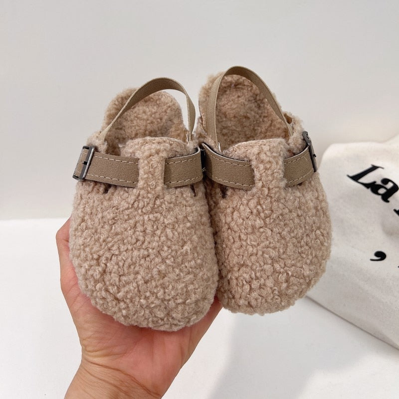 Children's Fleece Elastic Clogs Baby Boys Girls Plush Slipper Toddler