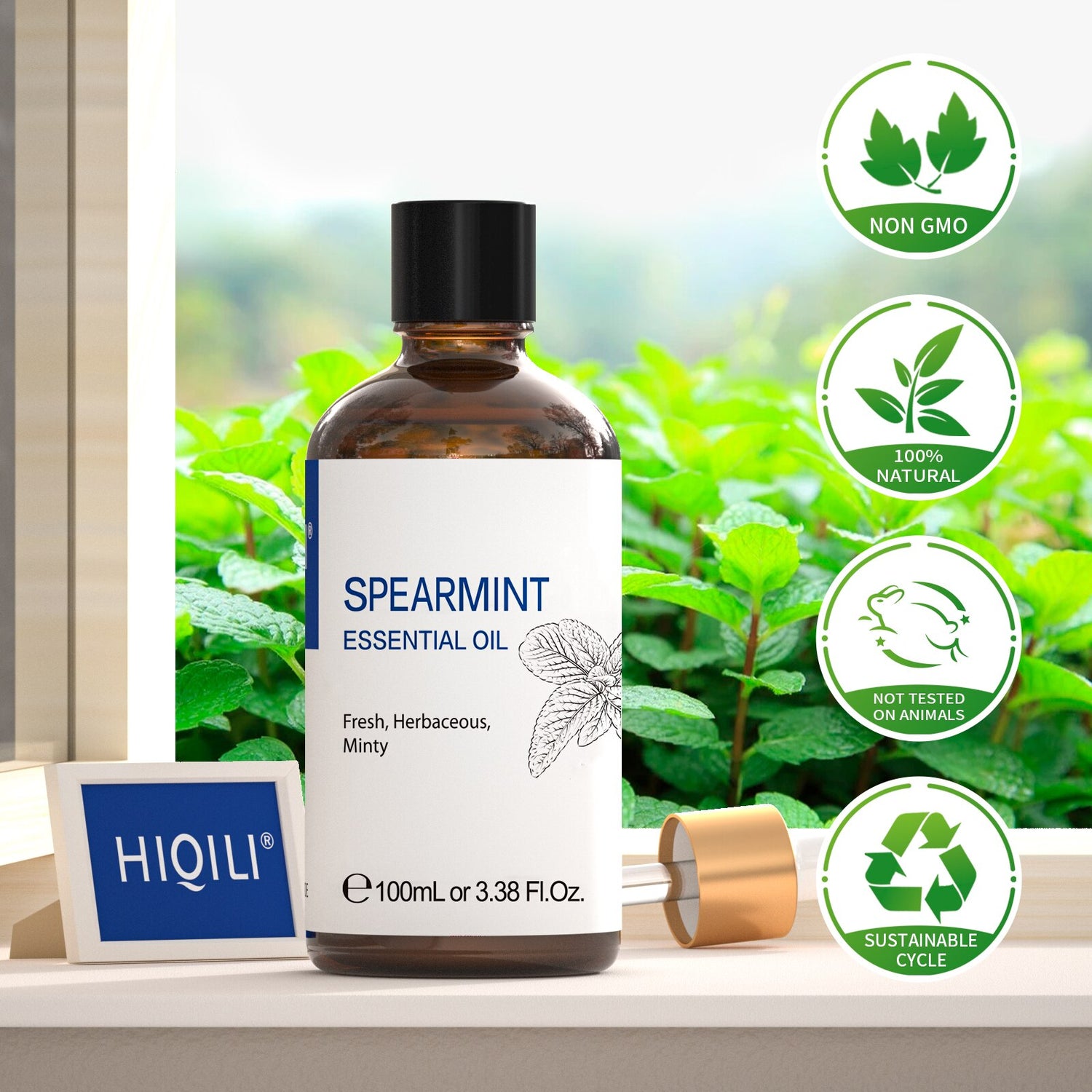 HIQILI 100ML Spearmint Essential Oils,100% Pure Nature for