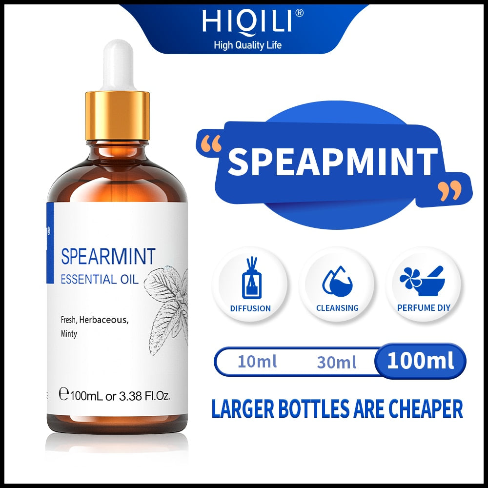 HIQILI 100ML Spearmint Essential Oils,100% Pure Nature for