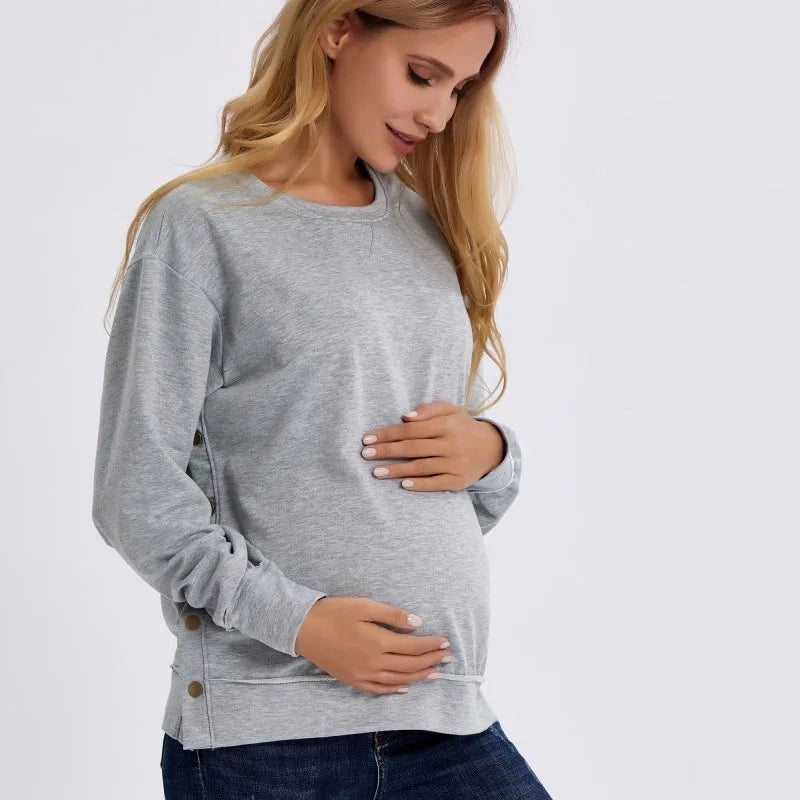 Pregnant Mother Clothing European and American Polyester Long-sleeved