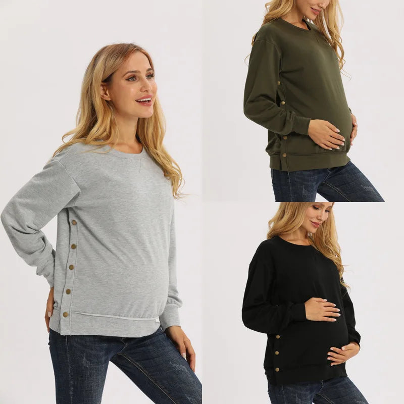 Pregnant Mother Clothing European and American Polyester Long-sleeved