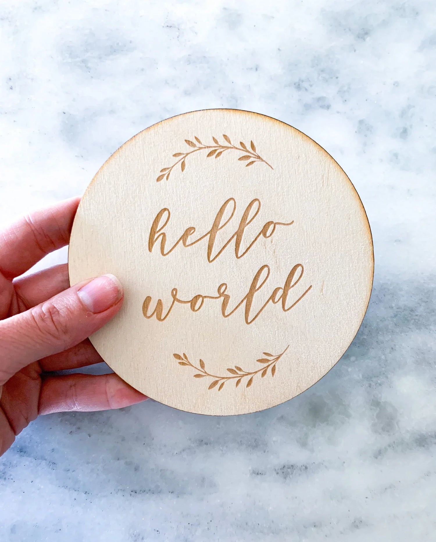 Hello World Wooden Birth Announcement Sign | Hospital Newborn Photo